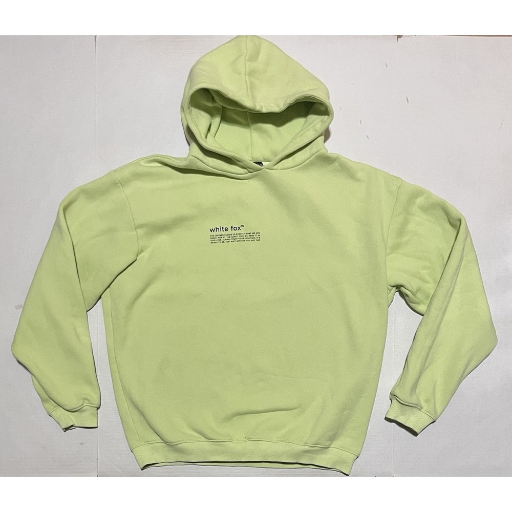 White Fox Womens Pullover Hoodie Lime Green Size‎ S/M Oversized Sweatshirt